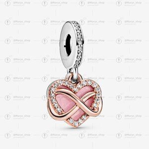 Pandora Sparkling Infinity Heart Dangle Charm|Two-tone